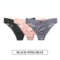 Women Fashion 3Pcs/Lot Lace Panties Low-waist Underwear Female G String Thong Lingerie Temptation Hollow Out Intimates