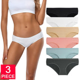 Lalall 3Pcs/Lot Women Sexy Panties Cotton Underwear Solid Briefs Girls Low-waist Lingerie G String Soft Breathable Intimates