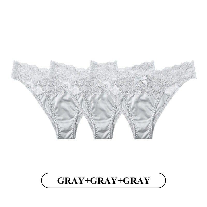 Women Fashion 3Pcs/Lot Lace Panties Low-waist Underwear Female G String Thong Lingerie Temptation Hollow Out Intimates