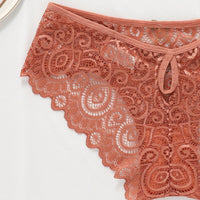 Women Fashion 2PCS/Set Panties Lace Underwear Low-Waist Briefs Hollow Out G String Underpant Transparent Female Lingerie