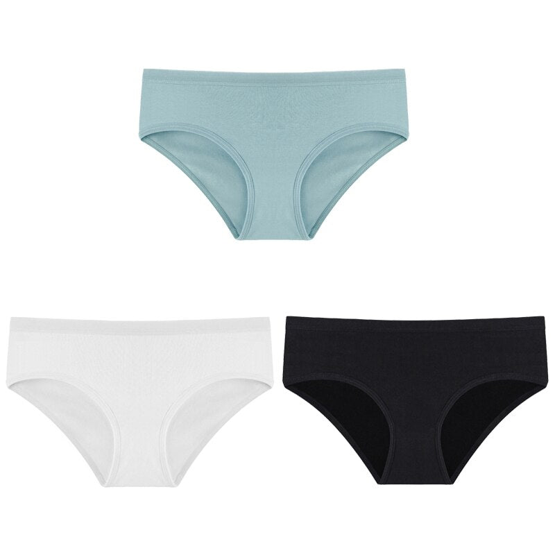 Lalall 3PCS/Set Women's Panties Cotton Underwear Solid Color Briefs Girls Low-Rise Soft Panty Women Underpants Female Lingerie