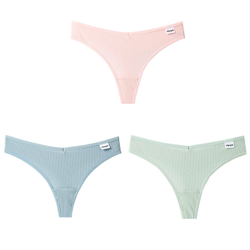 Lalall 3Pcs/Lot V Waist Cotton G-String Thong Panties String Underwear Women Briefs Sexy Lingerie Pants Low-Rise Ladies Intimate