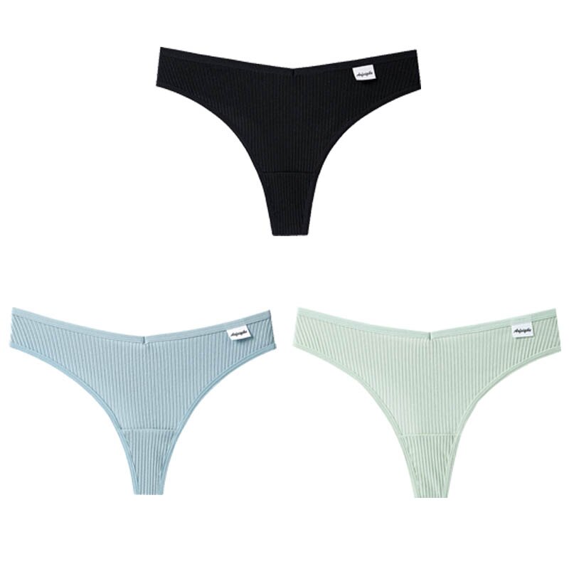 Lalall 3Pcs/Lot V Waist Cotton G-String Thong Panties String Underwear Women Briefs Sexy Lingerie Pants Low-Rise Ladies Intimate