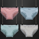 Lalall 3pcs Sexy Lace Panties Women's Cotton Underwear Seamless Cute Bow Briefs Soft Comfort Lingerie Female Sexy Underpants