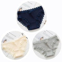 Women Fashion 3pcs Lace Panties Underwear Seamless Cute Bow Briefs Soft Comfort Lingerie Female Underpants