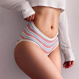 Lalall Colored Striped Sports Women Cotton Panties Low Waist Sexy Women's Underwear Fitness Lingerie Seamless Panties Briefs