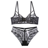 Lalall Embroidery Lace Bra Set Lingerie Push Up Brassiere Hollow Out Underwear Set Sexy Transparent Panties for Women Underwear