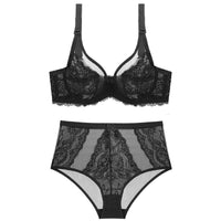 Women Fashion French Lace Embroidery Bra Set Push Up Lingerie Ultra-thin Underwear Set Transparent Panties Underwear