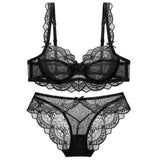 Lalall New Plus Size Bra Set Push Up Bras and Panty Set Embroidery Underwire Lingerie Set Ultrathin Underwear Set Sexy Lace Bra