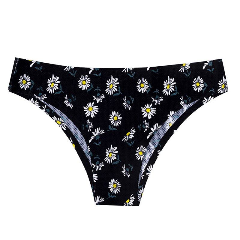 Women Fashion Flowers Lingerie Panties Low-waist Nylon Panties Seamless Breathable Underwear Female G String Intimates
