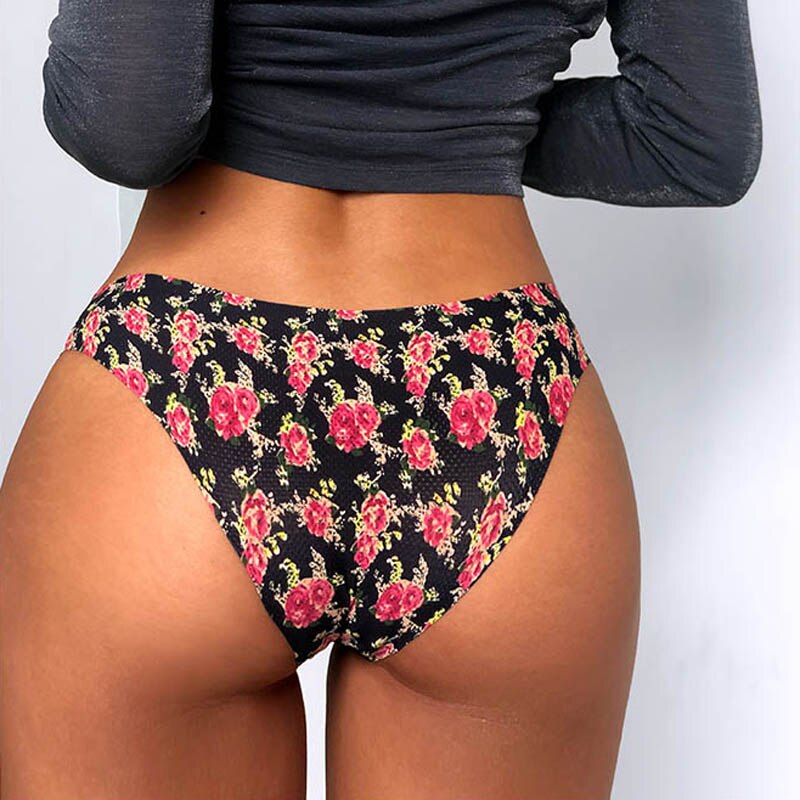 Women Fashion Flowers Lingerie Panties Low-waist Nylon Panties Seamless Breathable Underwear Female G String Intimates