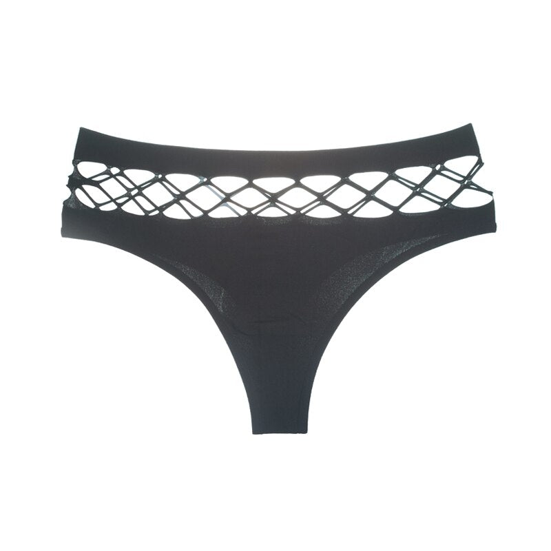 Lalall New Women's Underwear Panties Sexy High Elastic Thong Middle-waist Hollow Out Breathable Comfortable Fashion Lingerie