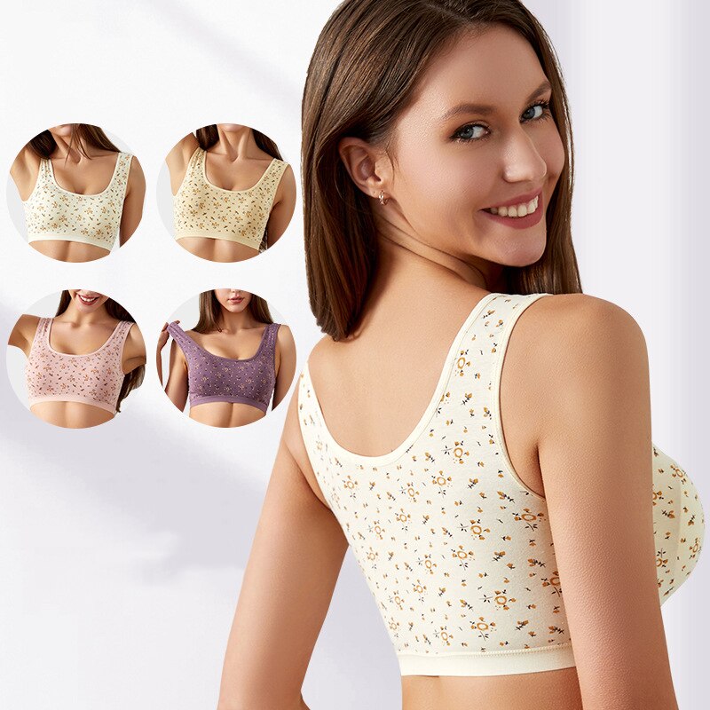 Women Fashion Backless Bra For Seamless Push Up Bra Lingerie Cotton Wireless Printing Tops Brassiere