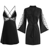 Women Fashion Sleepwear Silk Robe Set Kimono Bathrobe Lace Bath Gown Dress Home Clothes Nightwear