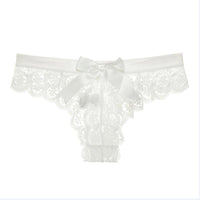 Women Fashion LaceThong Bow Panties Female Floral Lace Panties Breathable Briefs Ladies Low Waist Transparent Underwear