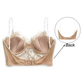 Lalall Sexy Lingerie French Women's underwear Ultra Thin Lace Flower Embroidery Bralette Bra Push up Eyelash Female Underwear
