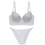 Lalall Sexy Seamless Women Bra Set Push Up Lingerie Low Beautiful Back Underwear Set Multi-wear Method Bra French Bralette Set