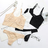 Women Fashion Lace Bra Set Lingerie Set Bralette Thong Low Waist Panties Female Intimates Seamless Underwear Set
