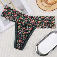 Women Fashion Flowers Panties Low-Waist G String Thong Female Underwear Thin Temptation Lingerie Lace Embroidery Intimates