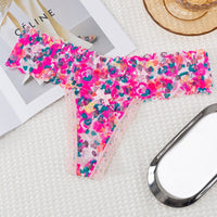 Women Fashion Flowers Panties Low-Waist G String Thong Female Underwear Thin Temptation Lingerie Lace Embroidery Intimates