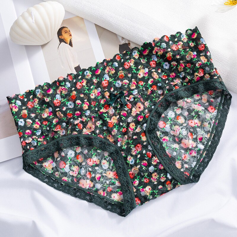 Lalall Women Sexy Flowers Panties Low-waist G String Underwear Female Ultra Thin Temptation Lingerie Lace Embroidery Intimates