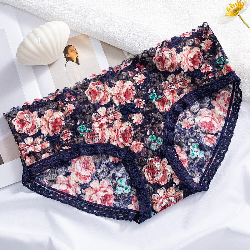 Women Fashion Flowers Panties Low-Waist G String Underwear Female Ultra Thin Temptation Lingerie Lace Embroidery Intimates