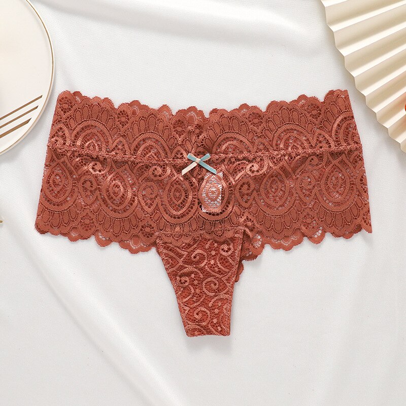 Lalall Women Sexy Lace Panties Low-Rise Temptation Lingerie Female G String Transparent Underwear Embroidery Briefs Intimates