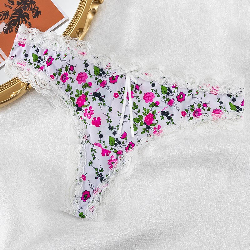 Lalall Women Sexy Lace Trim Panties Low-waist G String Thong Underwear Female Temptation Breathable Lingerie Comfort Intimates