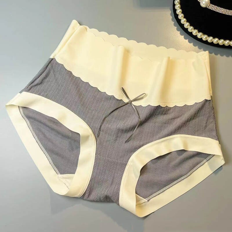 Women Fashion Seamless High-Waist Underwear Briefs Female G String Breathable Lingerie Ice Silk Comfort Intimates