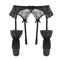 Women Fashion Lace Suspender Belt Wedding Garters Belts+ Stockings Sets