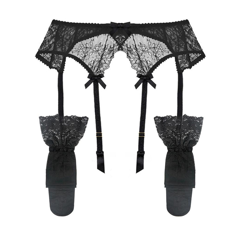 Women Fashion Lace Suspender Belt Wedding Garters Belts+ Stockings Sets