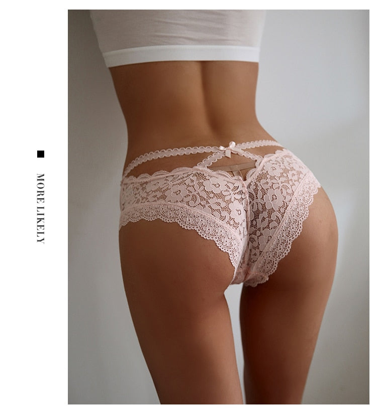 Women Fashion Panties Transparent Underwear Briefs Hollow Lace Underpants Lingerie G String Intimates