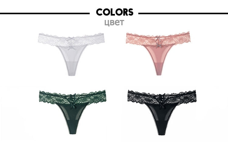 Women Fashion Lace Panties Low-Waist Underwear Thong Female G String Breathable Lingerie Temptation Embroidery Intimates