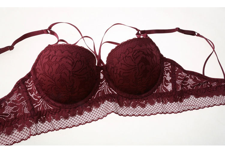 Lalall New Bandage Lingerie Push Up Bra Set Sexy Embroidery Lace Underwear Set Beauty Back Bra Panties Sets for Women Underwear