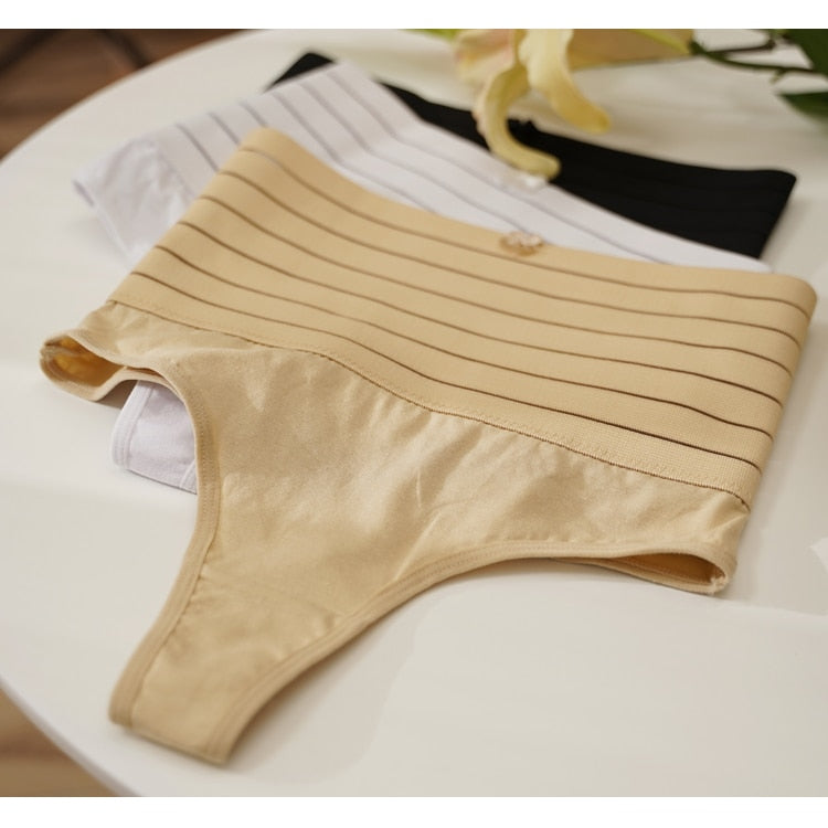 Lalall Women High Waist Shaping Thong Breathable Body Shaper Slimming Tummy Underwear Butt Lifter Seamless Panties Shaperwear