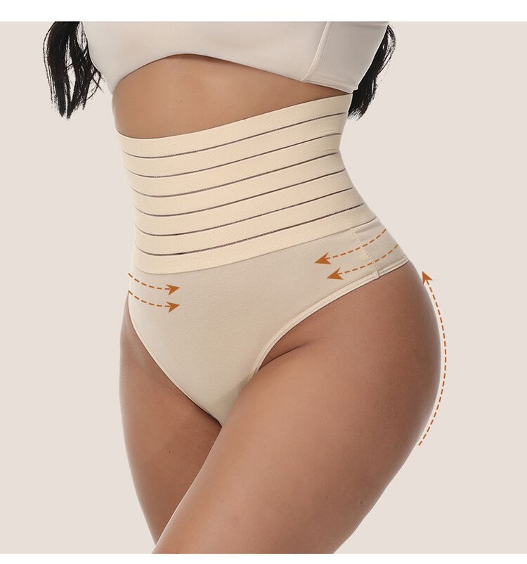 Lalall Women High Waist Shaping Thong Breathable Body Shaper Slimming Tummy Underwear Butt Lifter Seamless Panties Shaperwear