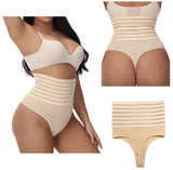 Lalall Women High Waist Shaping Thong Breathable Body Shaper Slimming Tummy Underwear Butt Lifter Seamless Panties Shaperwear