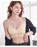 Lalall Women Hollow Out Bralette Solid Color Beauty Back Lace Underwear Sexy Vest Female Add pad Wireless Bra Seamless Lingerie