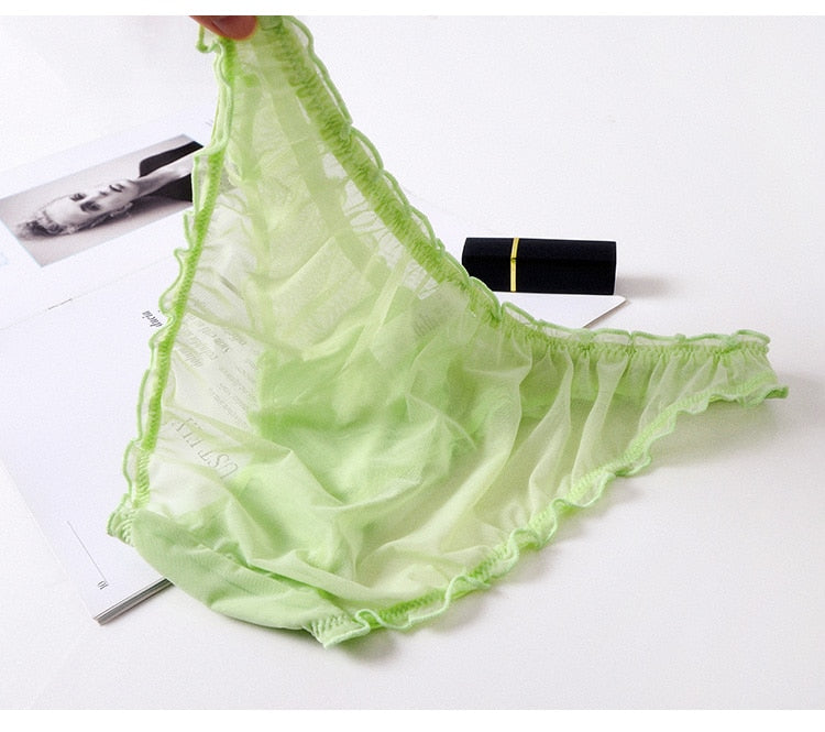 Women Fashion 3Pcs/Lot Lace Lingerie Temptation Low-waist Panties Fruit Ins Embroidery Transparent Briefs Seamless Underwear