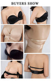 Lalall Sexy Women Strapless Bra Romantic Temptation Super Push Up Invisible Bralette Lalall Small Breast Lace Brassiere Lingerie Tops