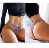Lalall Women Sexy Lace Panties Seamless Thong Transparent Hollow Out Underwear Low-Waist Lingerie Temptation G-String 5 Color
