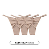 Lalall 3PCS/Set Women Sexy Ice Silk Panties Low-Rise Temptation Lingerie Female G String Underwear No Trace Thong Intimates