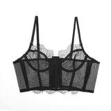 Lalall Sexy Bra Women Embroidery Bralette Push Up Transparent Ultra-thin Underwear Female Sexy Lace Lingerie Tops