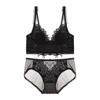 Women Fashion French Classic Bra Set Embroidered Lace Underwear  Ultra Thin Push Up Brassiere Lingerie Gather Underwire