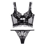 Lalall Sexy French Embroidery Lace Women Bra Set Sweet Top Push-up Wedding White Bralette Bra & Panty Sets Comfortable Intimates