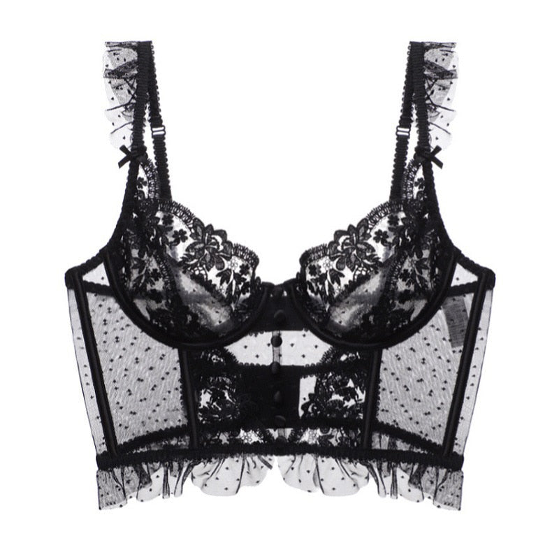 Women Fashion Embroidery Lingerie Lace Bra Sweet Top Push-up Bralette Fashion Comfortable Intimates