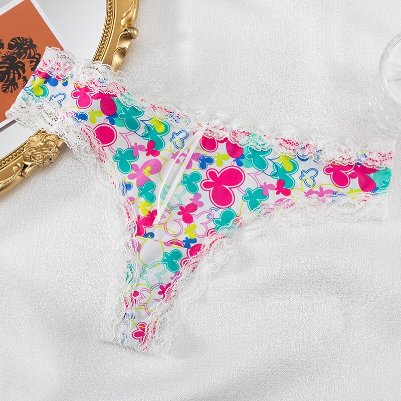 Lalall Women Sexy Flowers Panties Low-waist G String Thong Underwear Female Temptation Breathable Lingerie Lace T Pants Intimate