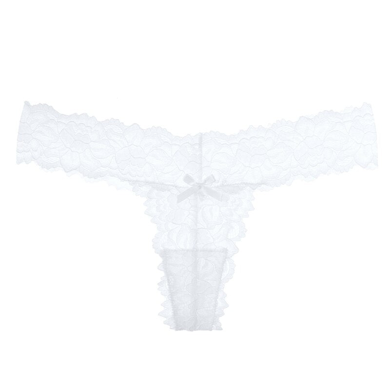 Lalall Women Sexy G String Lace Panties Lingerie Temptation Low-waist Thong Underwear Female Transparent T-Back  Knickers Intima