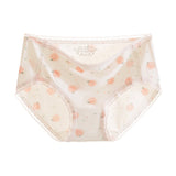 Lalall Women Sexy Ice Silk Lingerie Temptation Mid-waist Panties Fruit Ins Antibacterial Crotch Briefs Seamless Sweet Underwear