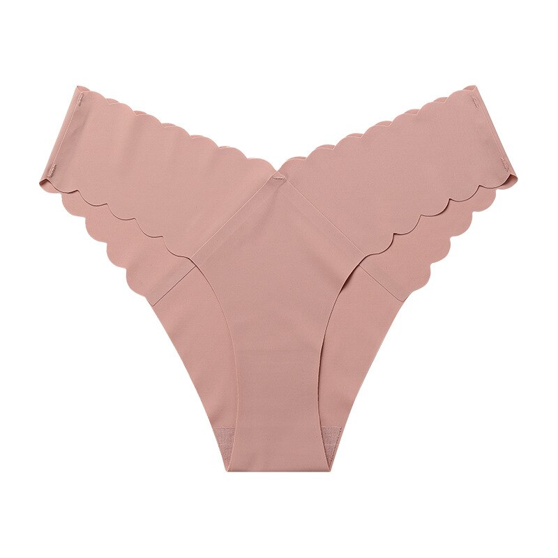 Lalall Women Sexy Ice Silk Panties Low-Rise Elasticity Lingerie Female G String Underwear Wave Edge Comfortable Thong Intimates